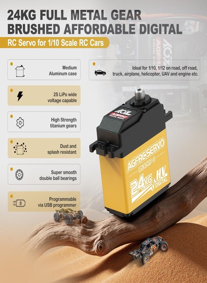 AGFRC 24KG Digital High Torque Servo Programmable Metal Gear Steering Servo for 1/10 RC Car Truck Crawler, 180 ° (B53DHS) - Image 3